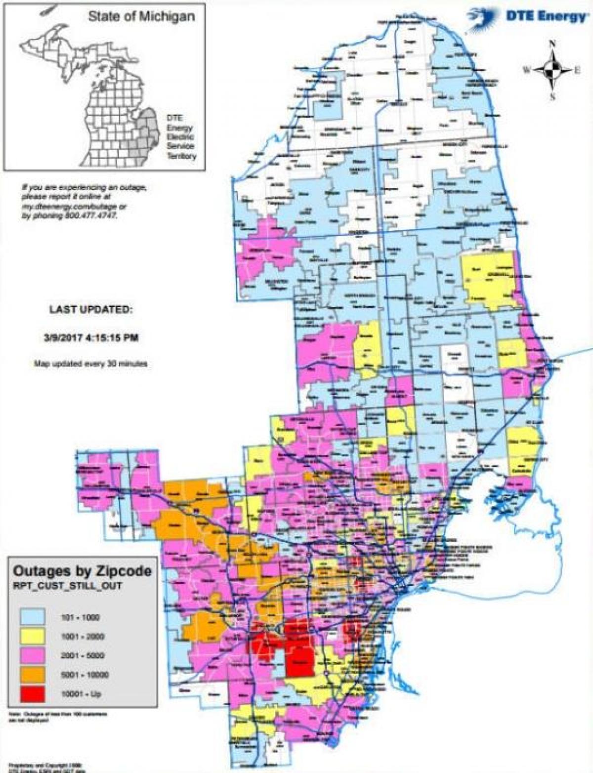 Detroit edison ndërprerje të energjisë hartë