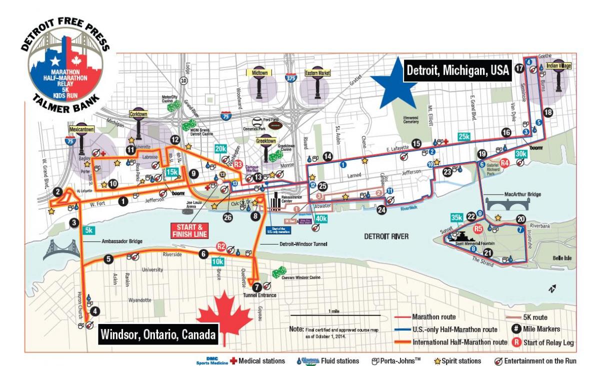 harta e Detroit maratone