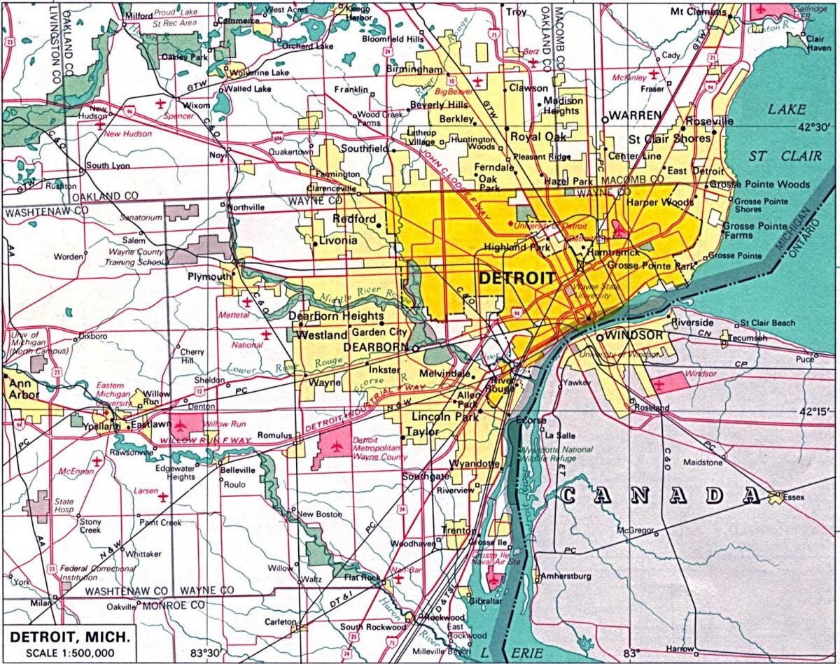 harta e Detroit për kullotë