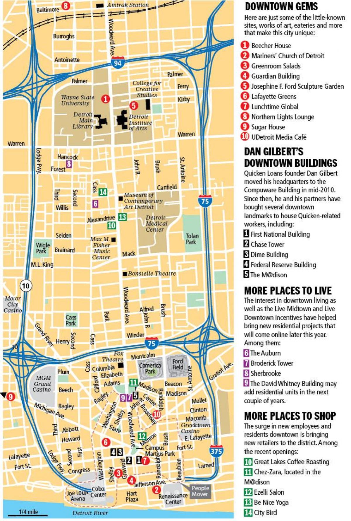 harta e në qendër të qytetit Detroit